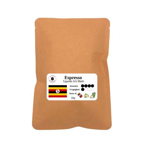 Espresso Uganda AA mørk hele bønner 60g