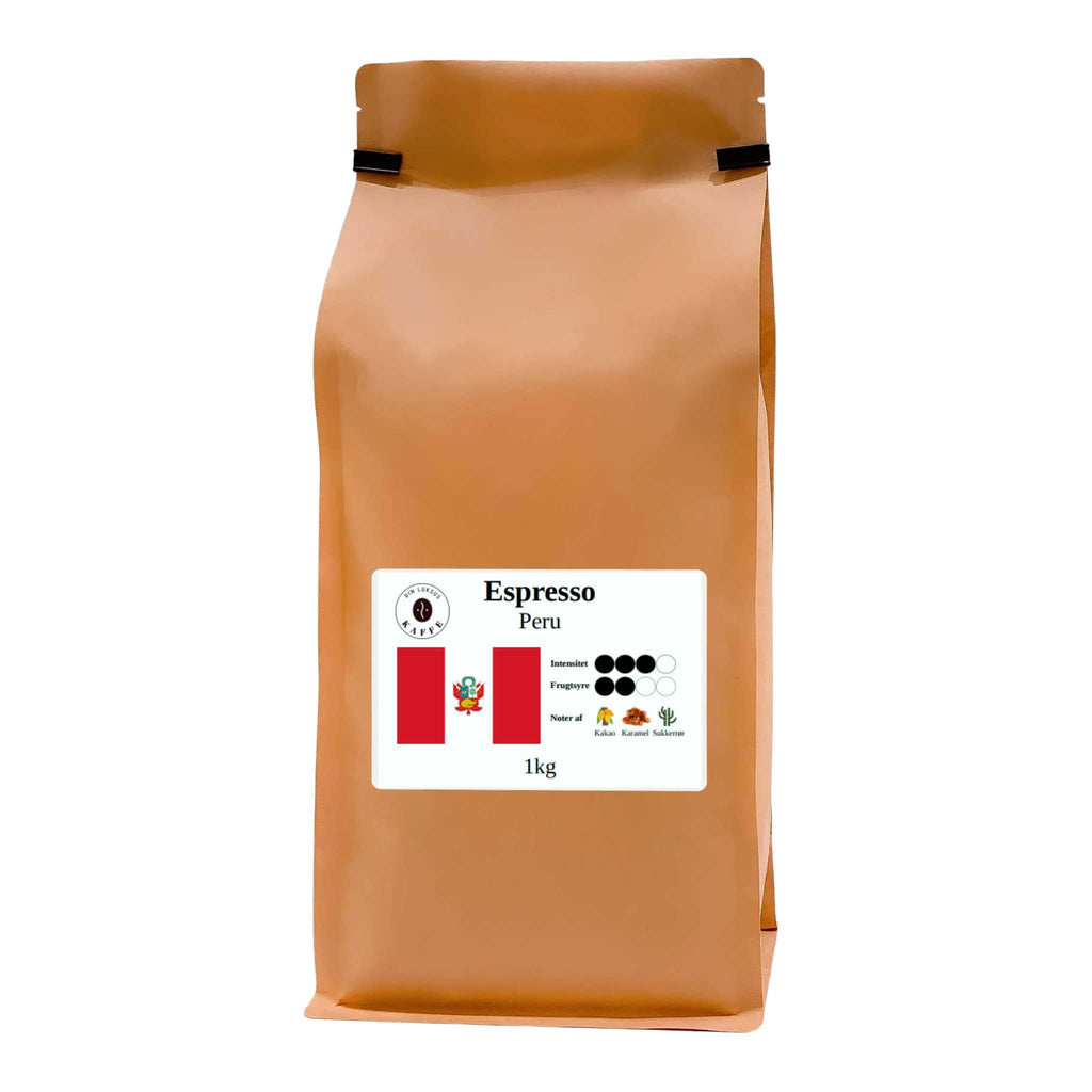Espresso kaffe Peru grade 1 formalet stempelkaffe 1kg