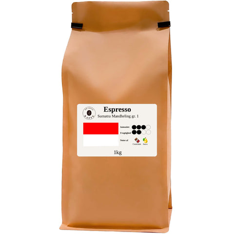 Espresso Sumatra grade 1 hele bønner 1kg