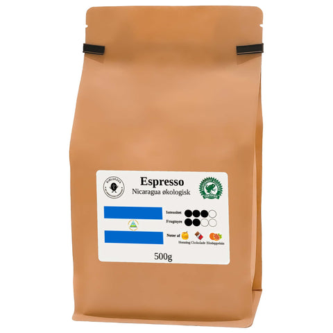 Espresso Nicaragua Øko hele bønner 500 gram